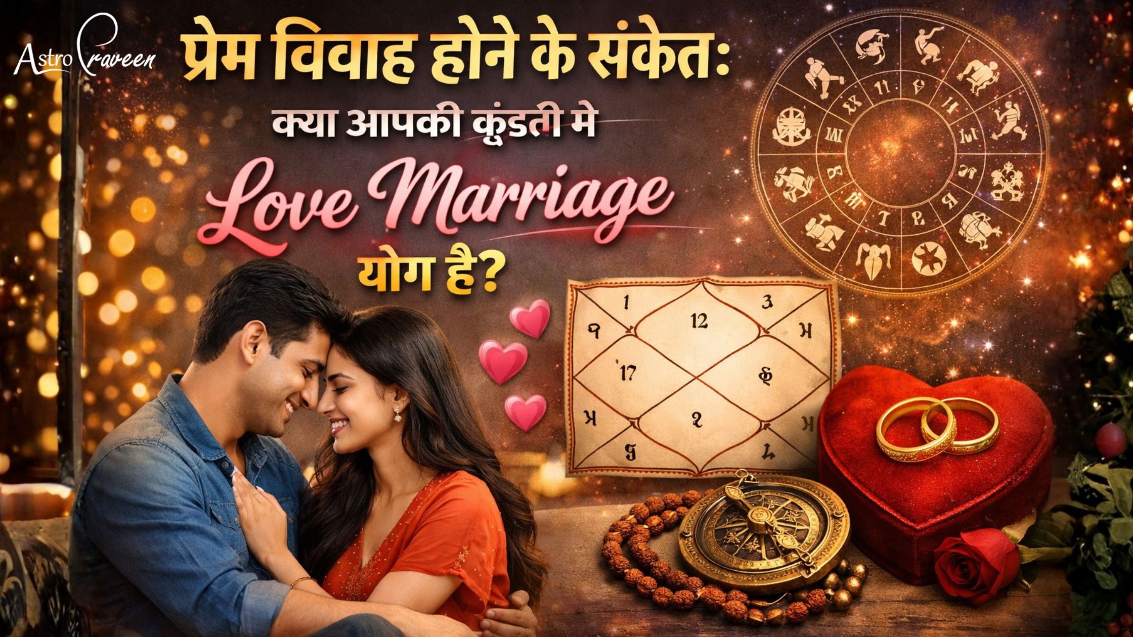 प्रेम विवाह होने के संकेत: क्या आपकी कुंडली में Love Marriage योग है?
